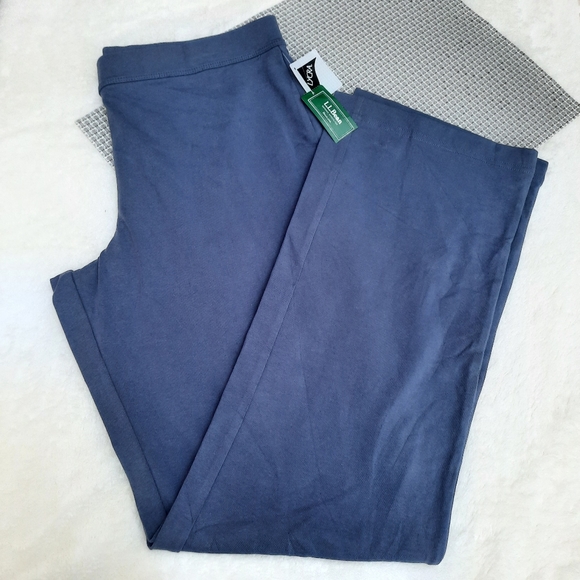 LL Bean Perfect Fit Bootcut Pant Long Tall Stretch NEW Travel Lounge Blue Med - Picture 1 of 11